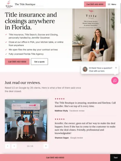 The Title Boutique website after the redesign