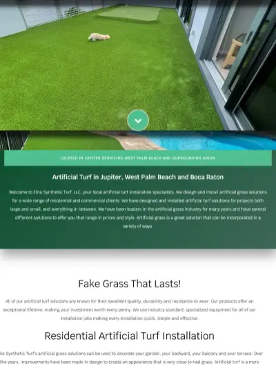 Elite Synthetic Turf website before the redesign