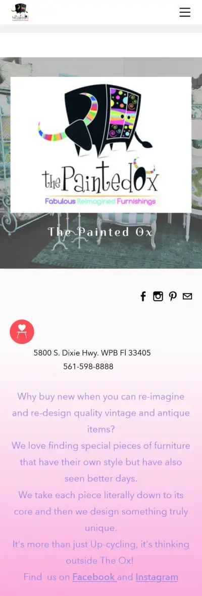 The Painted Ox website before the redesign